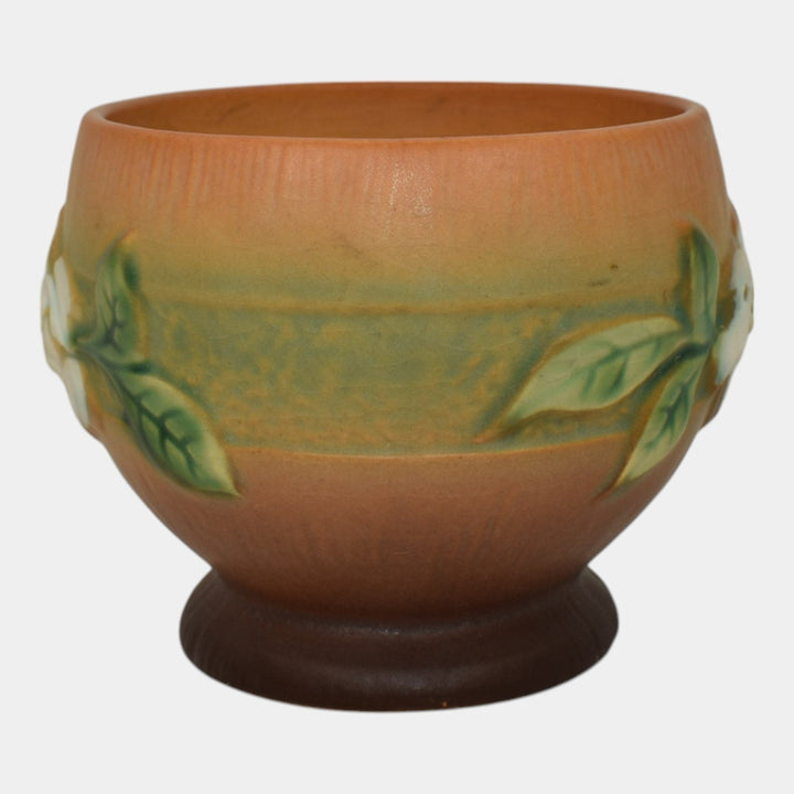 Roseville Gardenia Tan 1950 Mid Century Modern Pottery Ceramic Rose Bowl 657-3