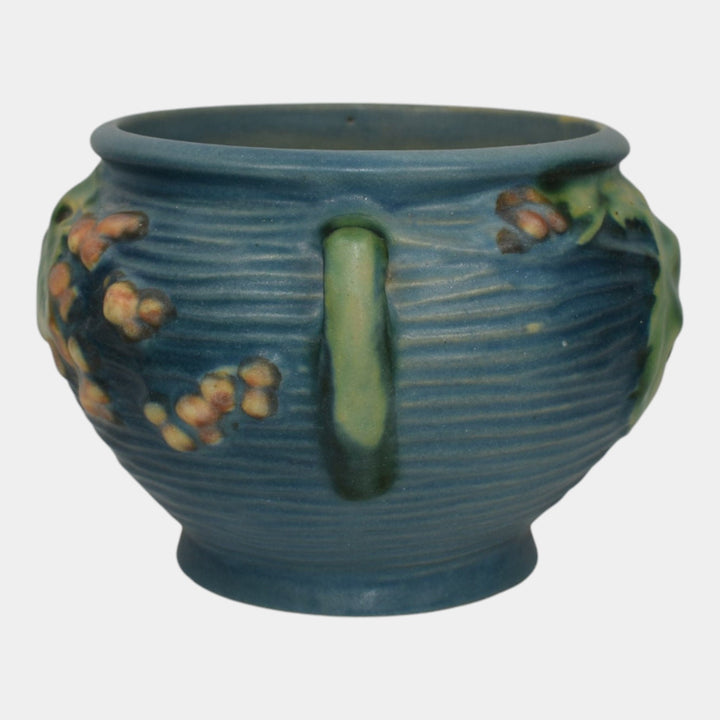 Roseville Bushberry Blue 1941 Vintage Pottery Ceramic Jardiniere Planter 657-3