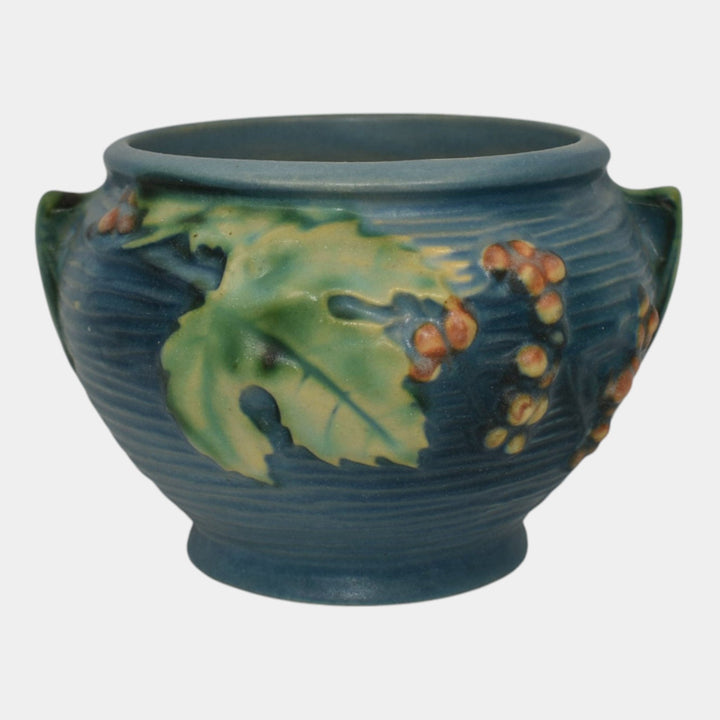 Roseville Bushberry Blue 1941 Vintage Pottery Ceramic Jardiniere Planter 657-3