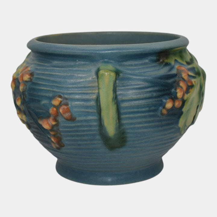 Roseville Bushberry Blue 1941 Vintage Pottery Ceramic Jardiniere Planter 657-3