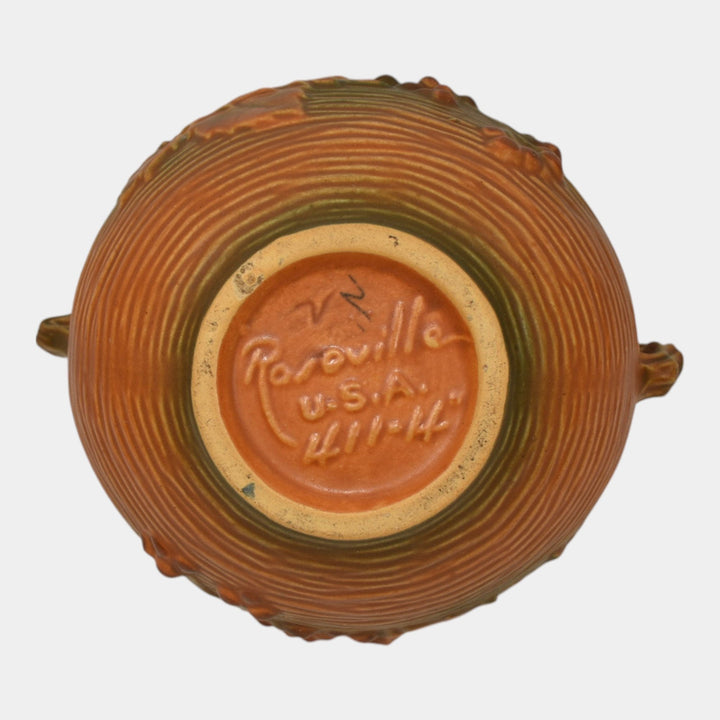 Roseville Bushberry Russett 1941 Vintage Art Pottery Ceramic Bowl 411-4