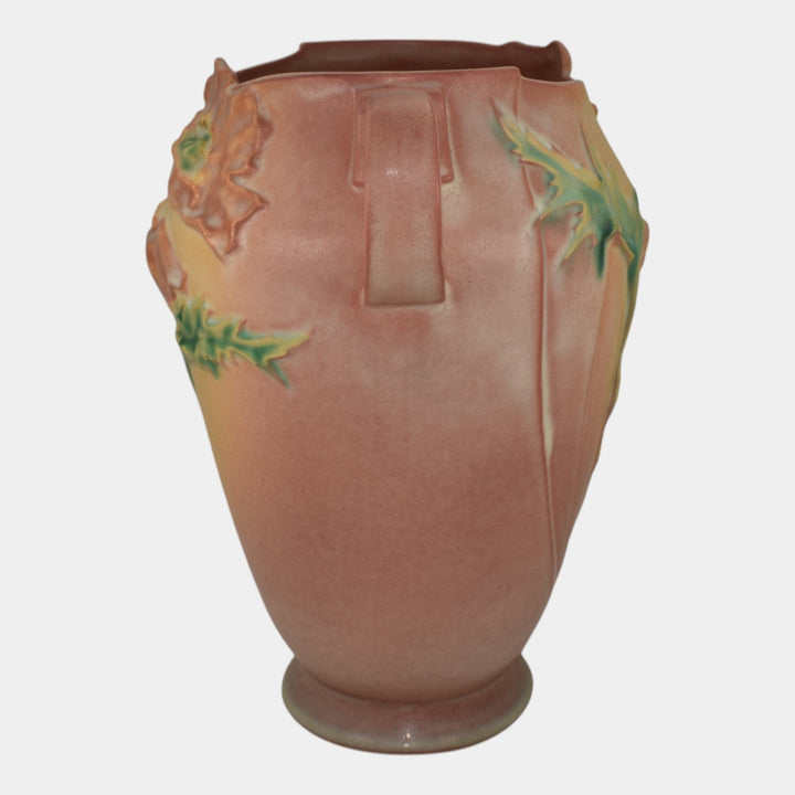 Roseville Poppy Pink 1938 Vintage Art Pottery Ceramic Vase 875-10 - Just Art Pottery