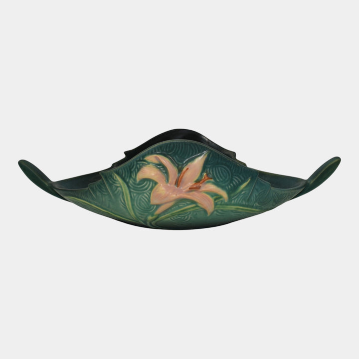 Roseville Zephyr Lily Green 1946 Vintage Art Pottery Ceramic Console Bowl 475-10