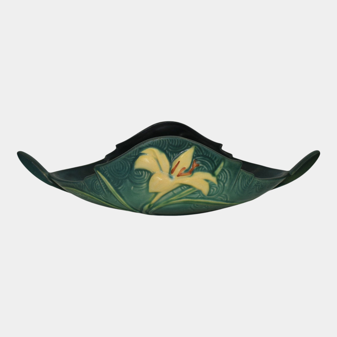 Roseville Zephyr Lily Green 1946 Vintage Art Pottery Ceramic Console Bowl 475-10
