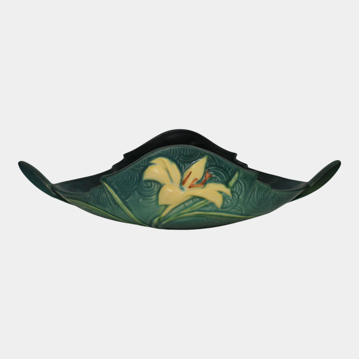 Roseville Zephyr Lily Green 1946 Vintage Art Pottery Ceramic Console Bowl 475-10