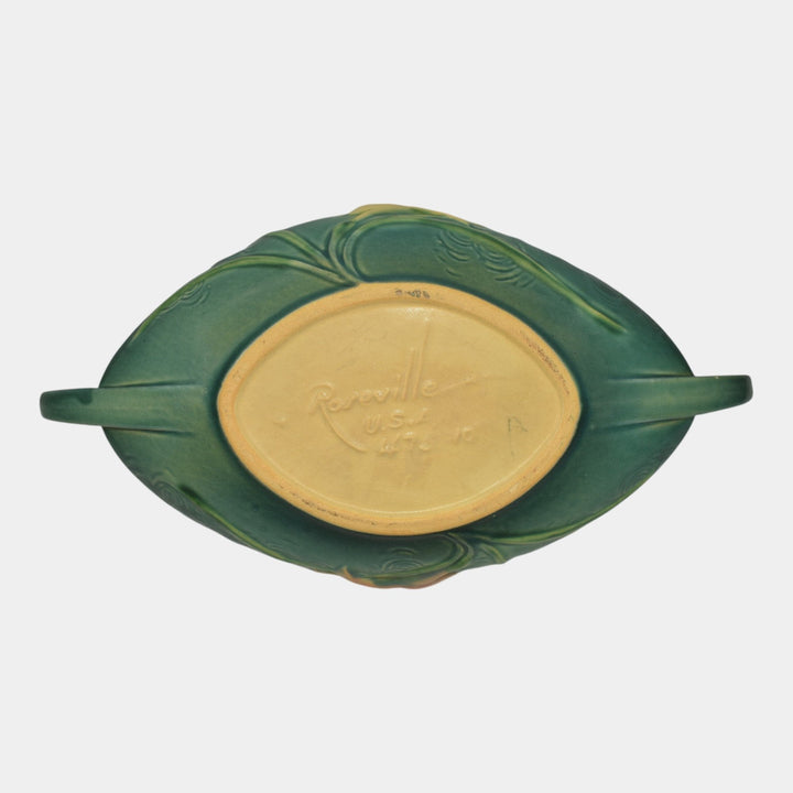 Roseville Zephyr Lily Green 1946 Vintage Art Pottery Ceramic Console Bowl 475-10