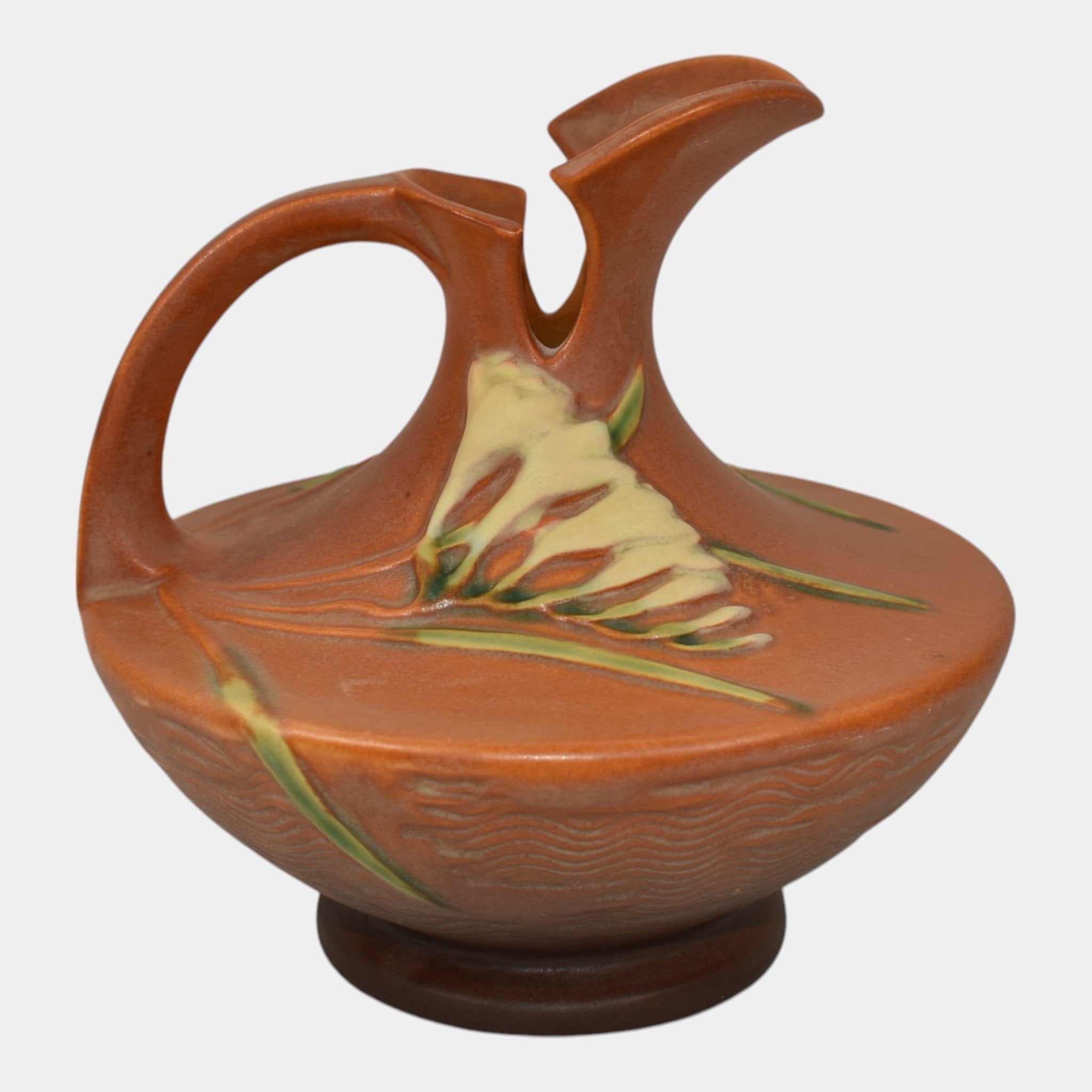 Roseville Freesia Brown 1945 Mid Century Modern Pottery Ceramic