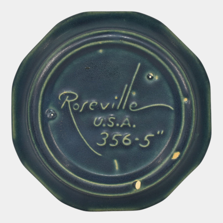 Roseville Apple Blossom Blue 1949 Pottery Ceramic Flower Pot Saucer 356-5