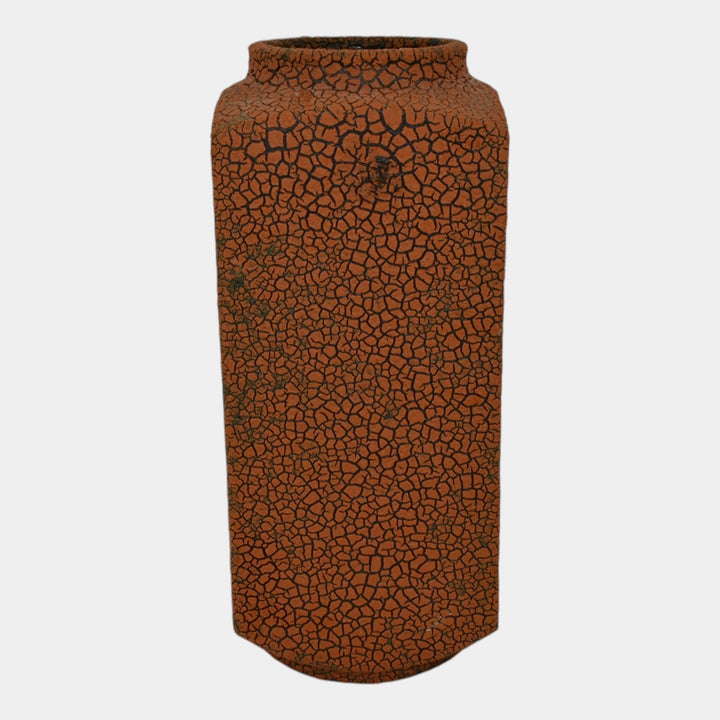 Haeger 1970s Mid Century Modern Art Pottery Orange Black Lizard Skin Vase