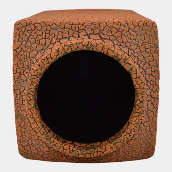 Haeger 1970s Mid Century Modern Art Pottery Orange Black Lizard Skin Vase