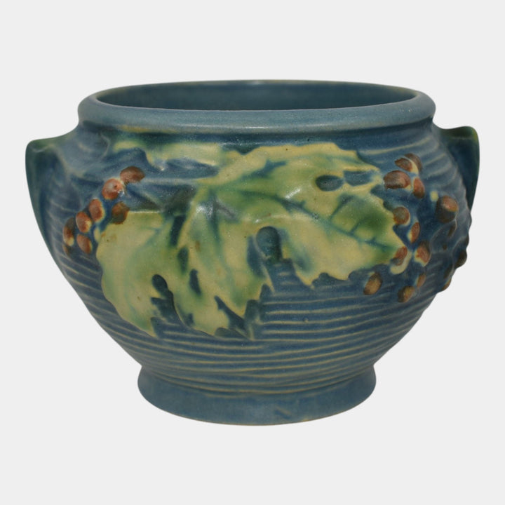 Roseville Bushberry Blue 1941 Vintage Pottery Ceramic Jardiniere Planter 657-3