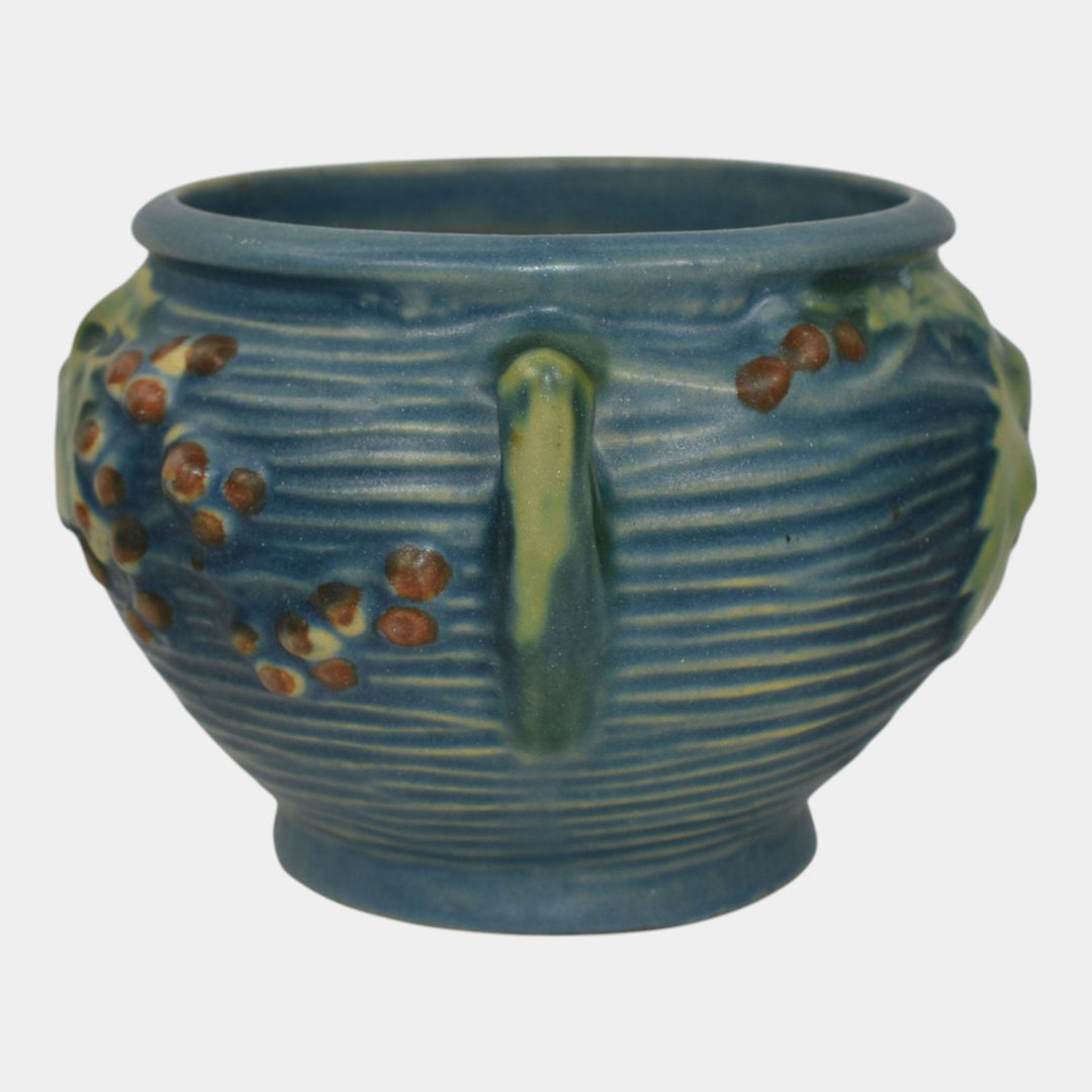 Roseville Bushberry Blue 1941 Vintage Pottery Ceramic Jardiniere Planter 657-3
