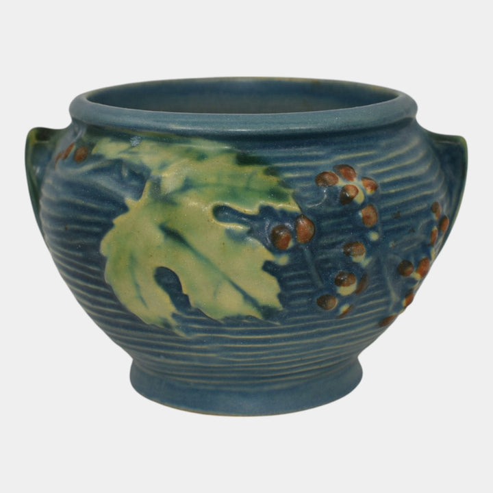 Roseville Bushberry Blue 1941 Vintage Pottery Ceramic Jardiniere Planter 657-3