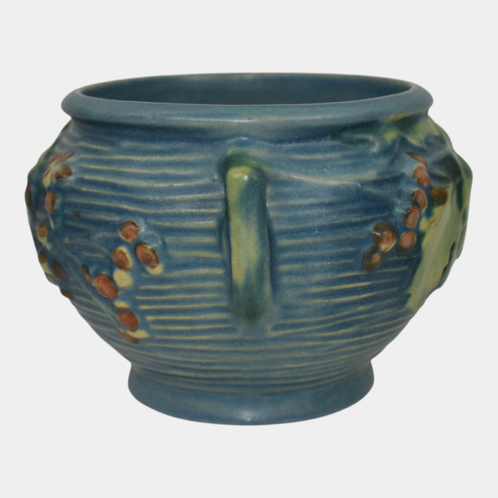 Roseville Bushberry Blue 1941 Vintage Pottery Ceramic Jardiniere Planter 657-3