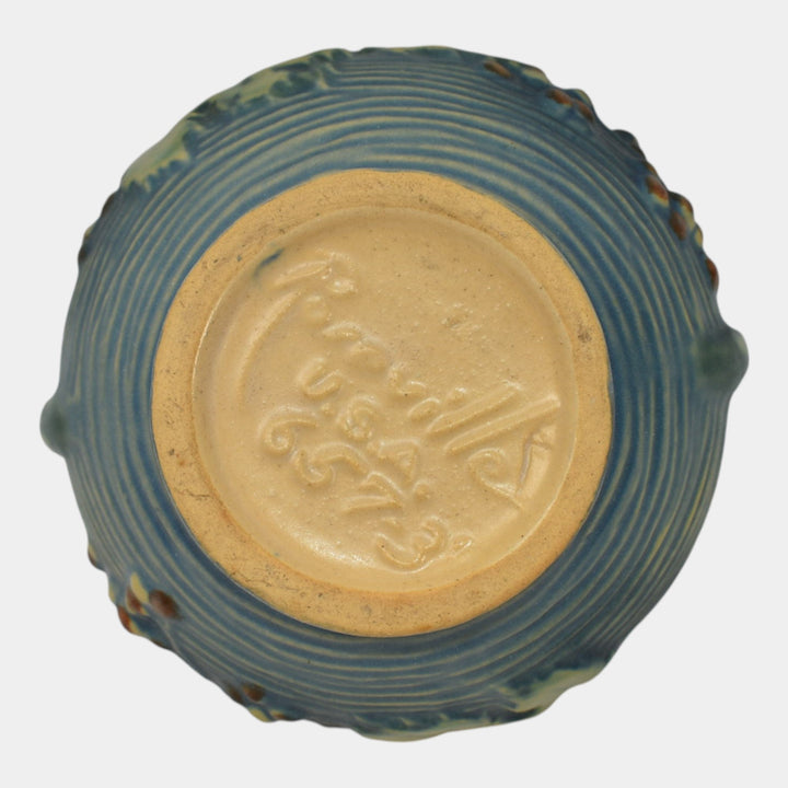Roseville Bushberry Blue 1941 Vintage Pottery Ceramic Jardiniere Planter 657-3