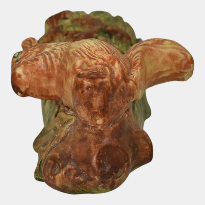 Weller Woodcraft 1920s Vintage Art Pottery Brown Squirrel Figural Wall Pocket