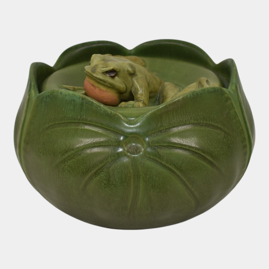 Ephraim Faience 2014 Hand Made Pottery Green Bullfrog Ceramic Jar H21
