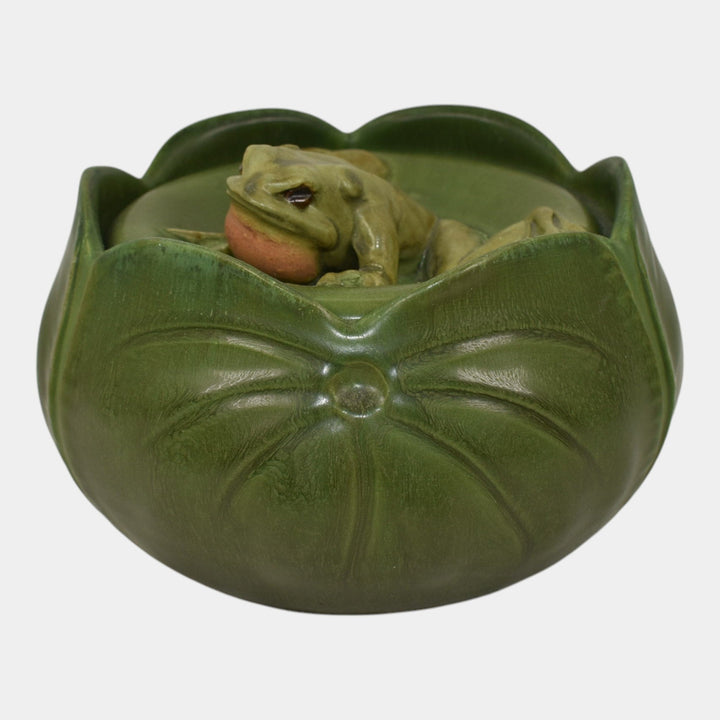 Ephraim Faience 2014 Hand Made Pottery Green Bullfrog Ceramic Jar H21