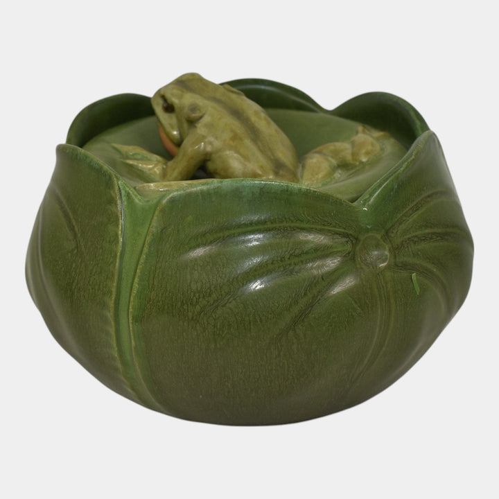 Ephraim Faience 2014 Hand Made Pottery Green Bullfrog Ceramic Jar H21