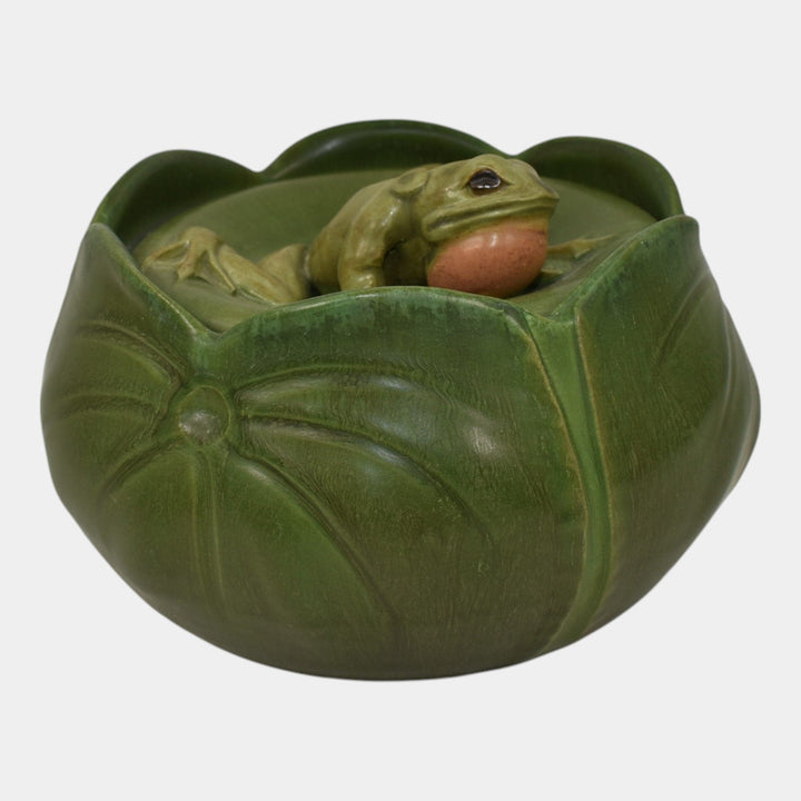 Ephraim Faience 2014 Hand Made Pottery Green Bullfrog Ceramic Jar H21
