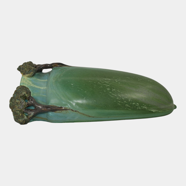 Ephraim Faience 2008 Hand Made Pottery Green Oak Grove Ceramic Wall Pocket B14 - Just Art Pottery