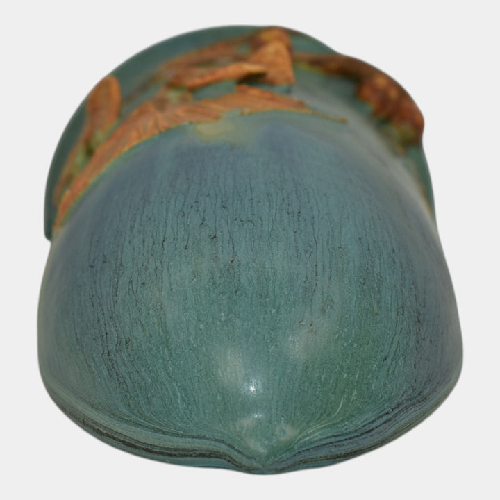 Ephraim Faience 2010 Pottery Experimental Blue Green Ginkgo Ceramic Wall Pocket