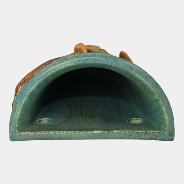 Ephraim Faience 2010 Pottery Experimental Blue Green Ginkgo Ceramic Wall Pocket