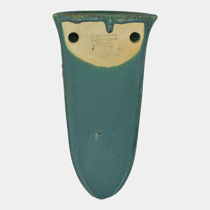 Ephraim Faience 2010 Pottery Experimental Blue Green Ginkgo Ceramic Wall Pocket