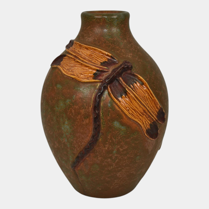 Ephraim Faience Century Studios 2011 Hand Made Pottery Dragonfly Duo Vase