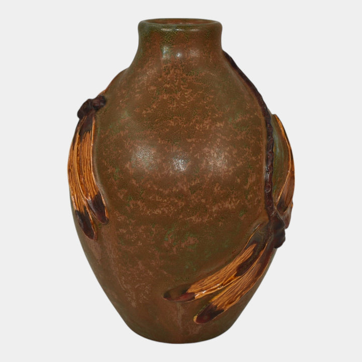 Ephraim Faience Century Studios 2011 Hand Made Pottery Dragonfly Duo Vase