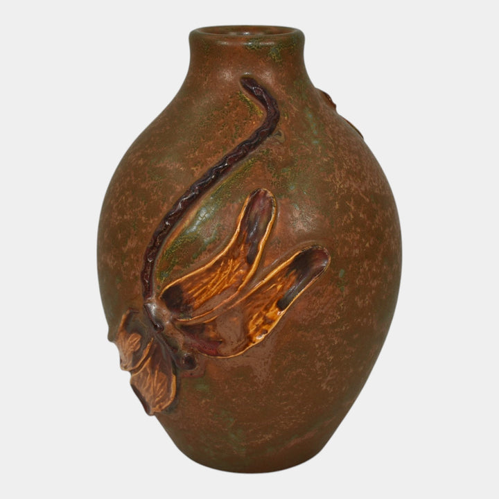 Ephraim Faience Century Studios 2011 Hand Made Pottery Dragonfly Duo Vase
