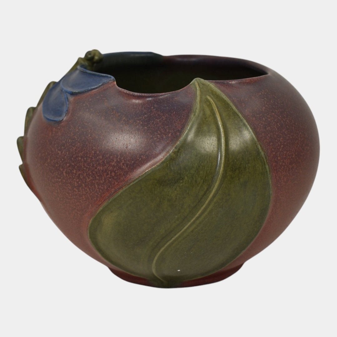 Ephraim Faience Century Studios 2014 Hand Made Pottery Dragonfly And Leaf Bowl