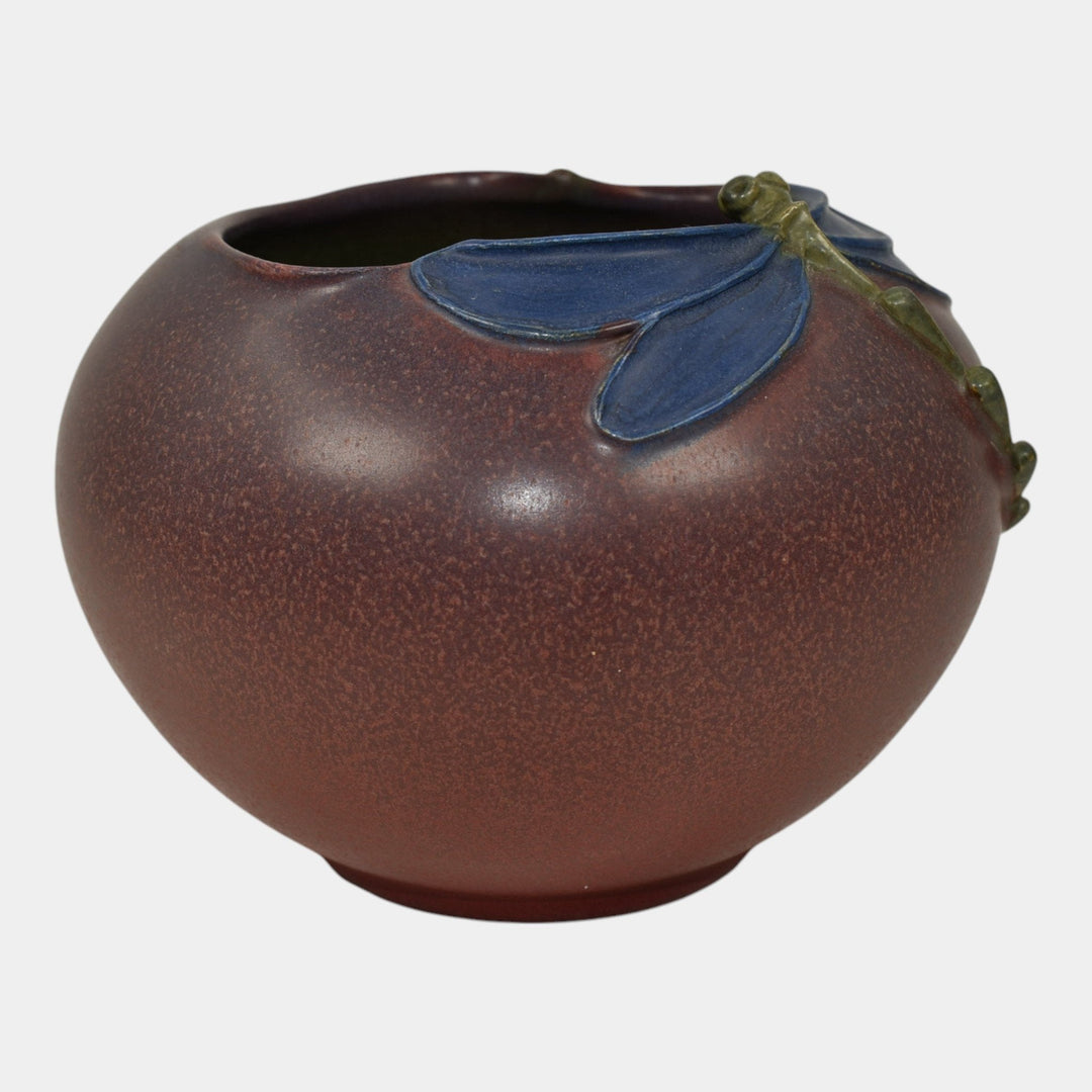 Ephraim Faience Century Studios 2014 Hand Made Pottery Dragonfly And Leaf Bowl
