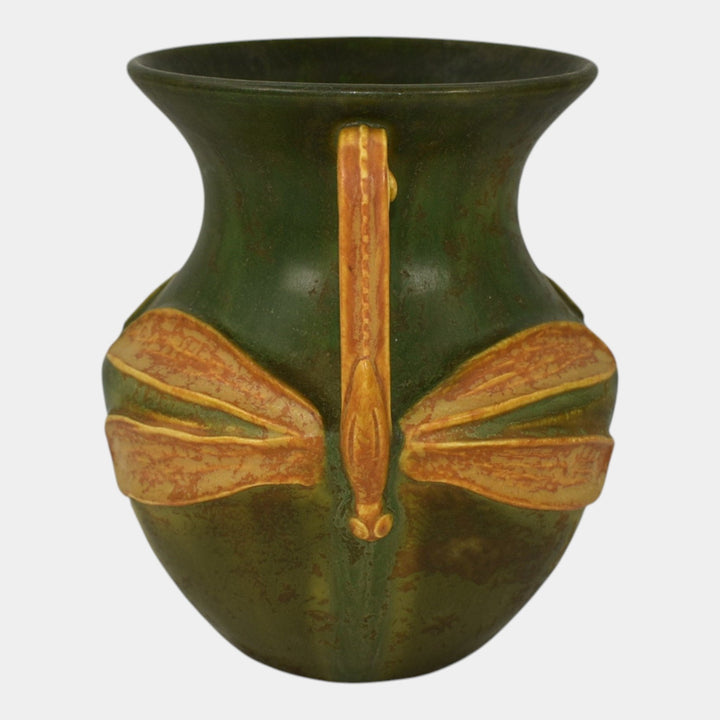Ephraim Faience Century Studios 2012 Hand Made Pottery Green Dragonfly Vase