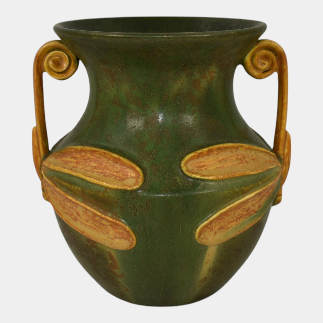 Ephraim Faience Century Studios 2012 Hand Made Pottery Green Dragonfly Vase