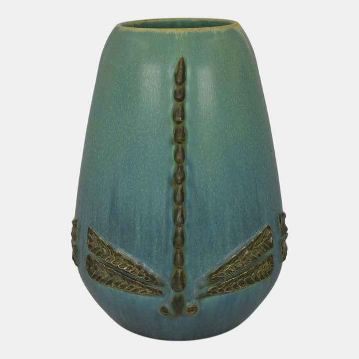 Ephraim Faience Century Studios 2009 Art Pottery Downward Facing Dragonfly Vase