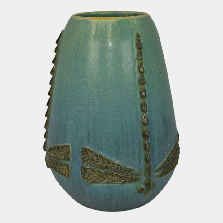 Ephraim Faience Century Studios 2009 Art Pottery Downward Facing Dragonfly Vase