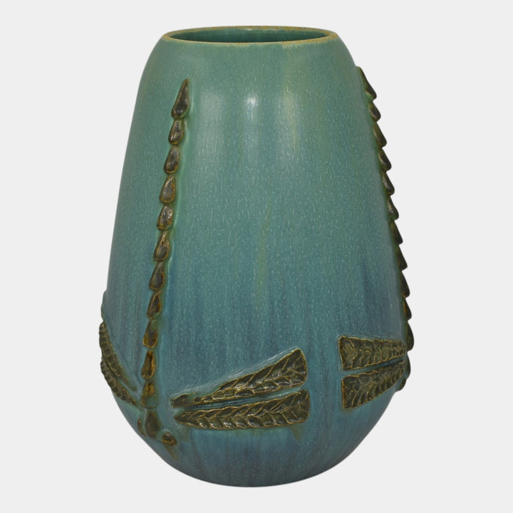 Ephraim Faience Century Studios 2009 Art Pottery Downward Facing Dragonfly Vase