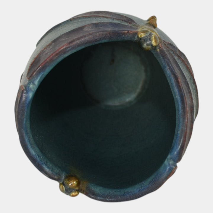 Ephraim Faience 2013 Hand Made Pottery Century Studios Blue Green Dragonfly Vase