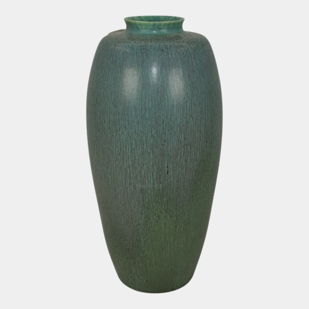 Ephraim Faience 2010 Hand Made Pottery Blue Green Experimental Ginkgo Vase