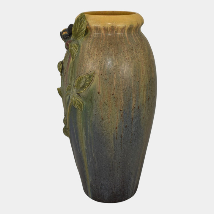 Ephraim Faience 2010 Hand Made Pottery Experimental Bee In Berry Patch Vase