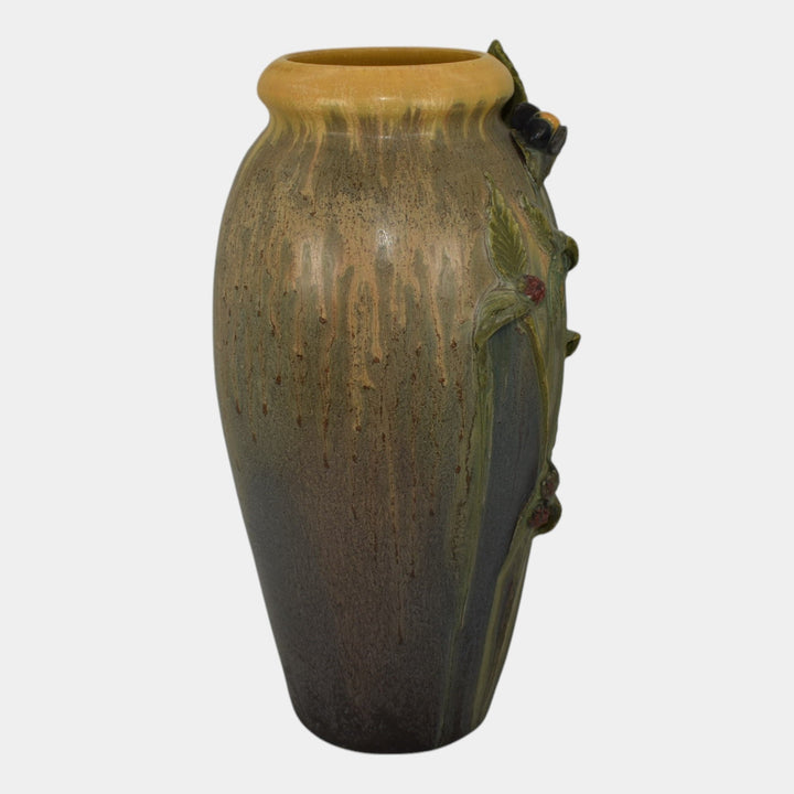 Ephraim Faience 2010 Hand Made Pottery Experimental Bee In Berry Patch Vase