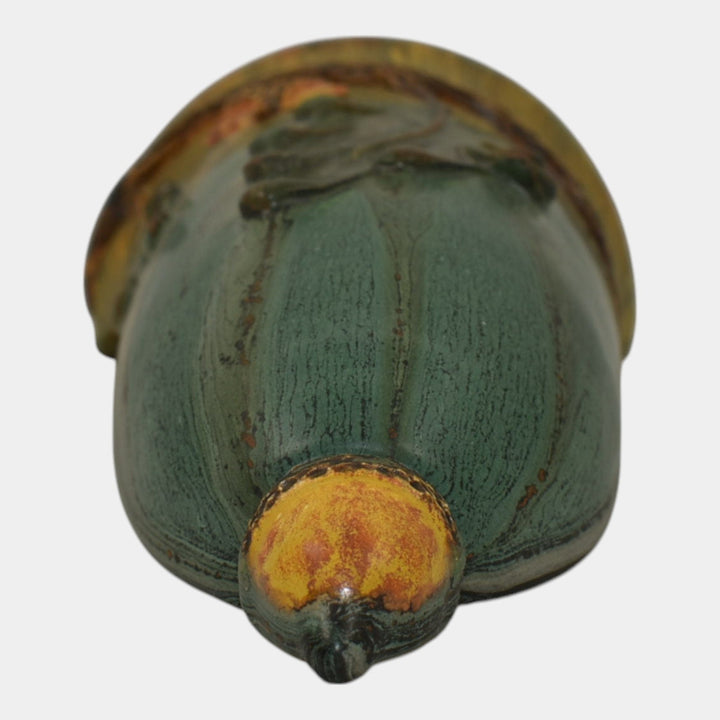 Ephraim Faience 2010 Hand Made Pottery Experimental Green Acorn Oak Wall Pocket