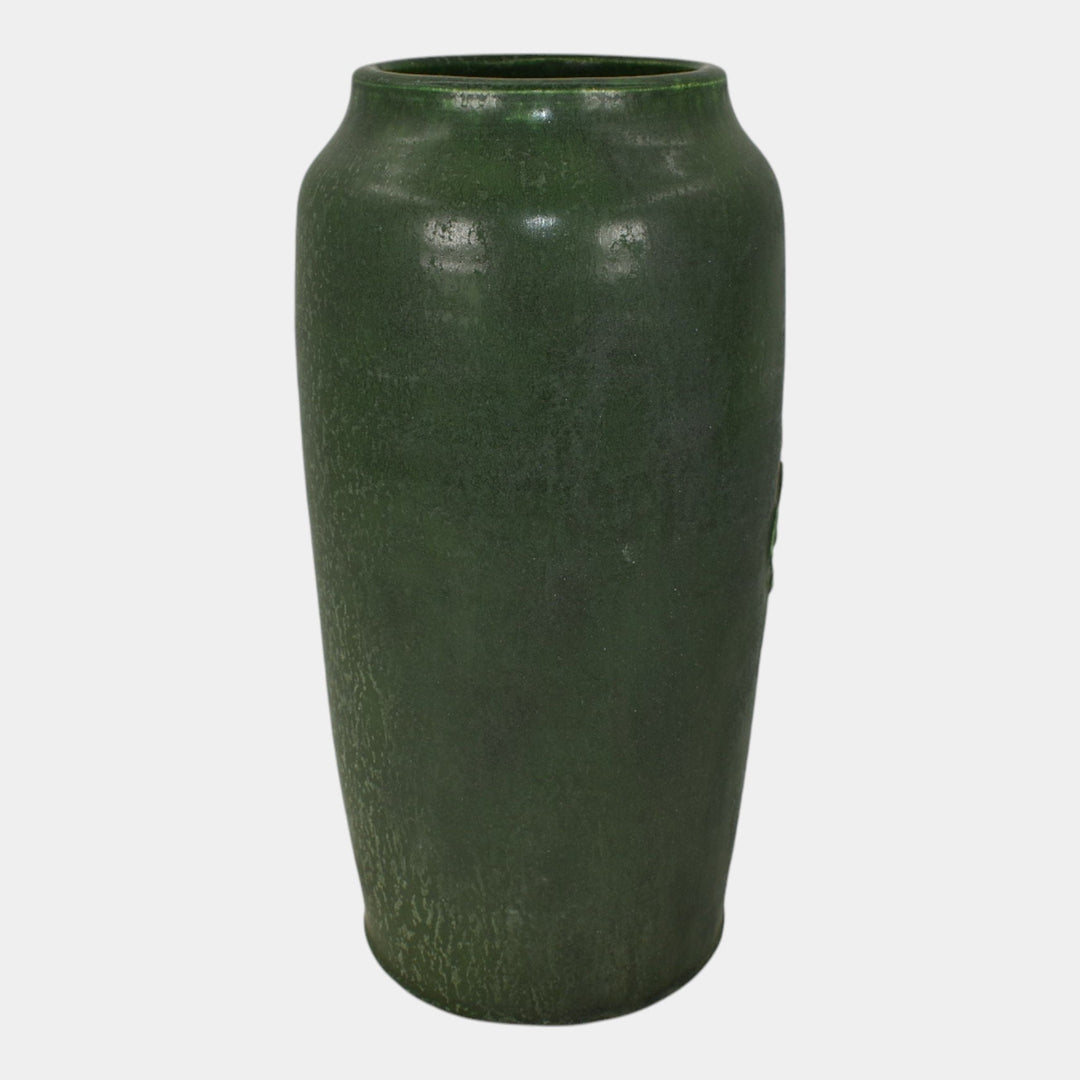 Door Studio Art Pottery Hand Thrown Green Bleeding Heart Ceramic Vase