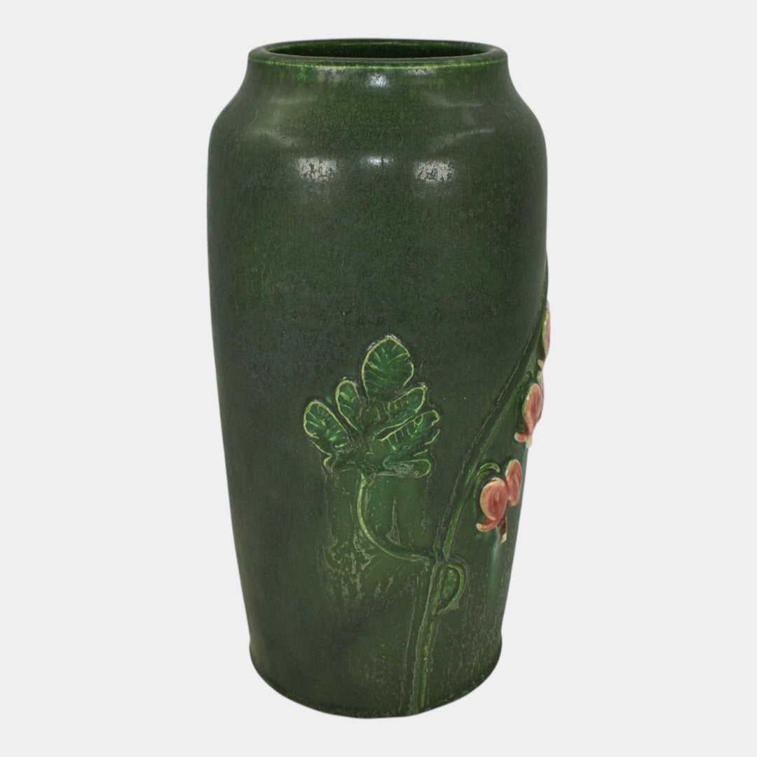 Door Studio Art Pottery Hand Thrown Green Bleeding Heart Ceramic Vase