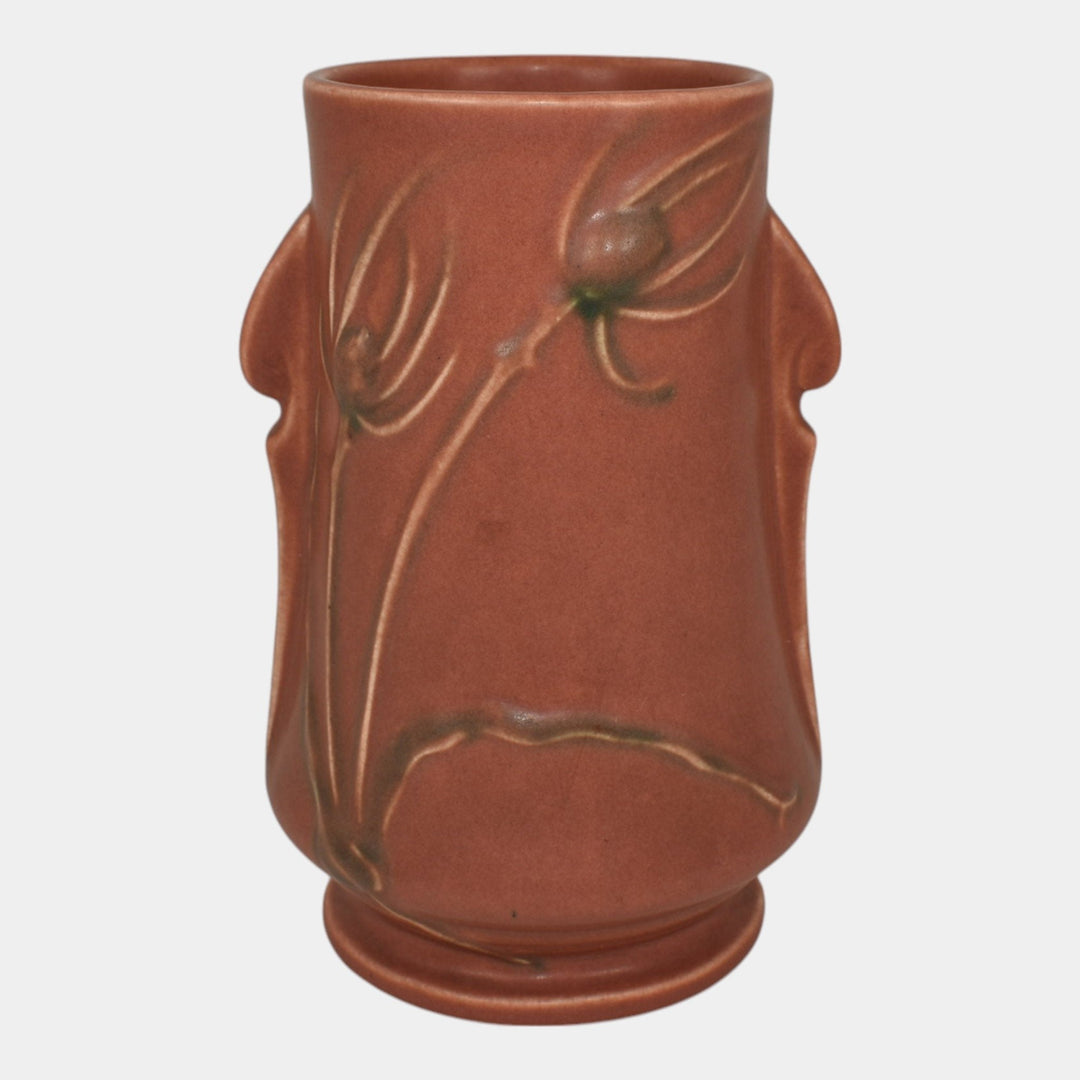 Roseville Teasel Red 1938 Vintage Art Deco Pottery Ceramic Vase 883-7