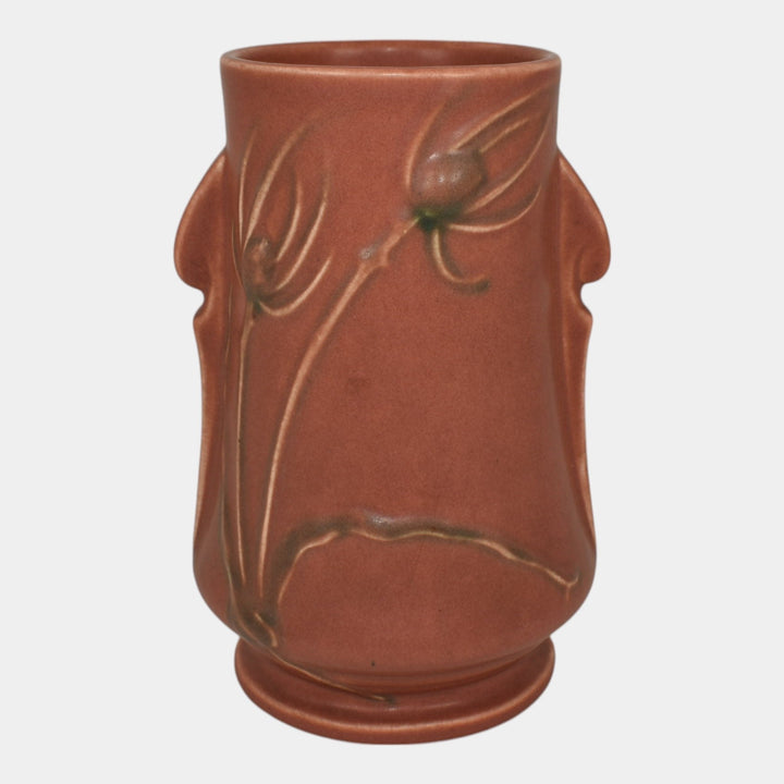 Roseville Teasel Red 1938 Vintage Art Deco Pottery Ceramic Vase 883-7