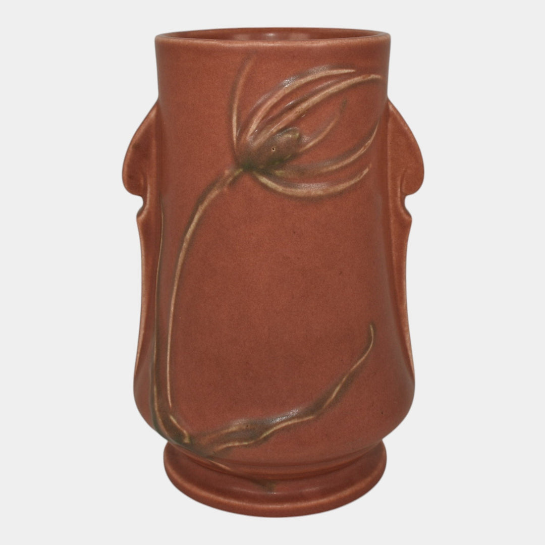 Roseville Teasel Red 1938 Vintage Art Deco Pottery Ceramic Vase 883-7