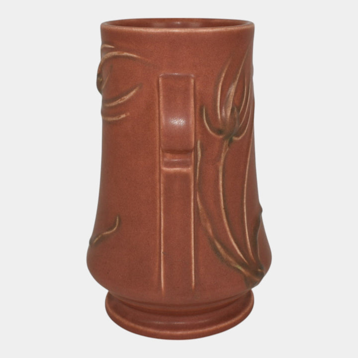 Roseville Teasel Red 1938 Vintage Art Deco Pottery Ceramic Vase 883-7