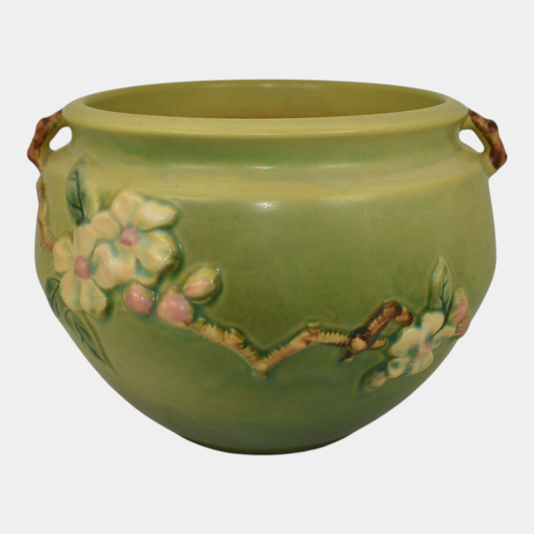 Roseville Apple Blossom Green 1949 Art Pottery Ceramic Jardiniere Planter 301-6